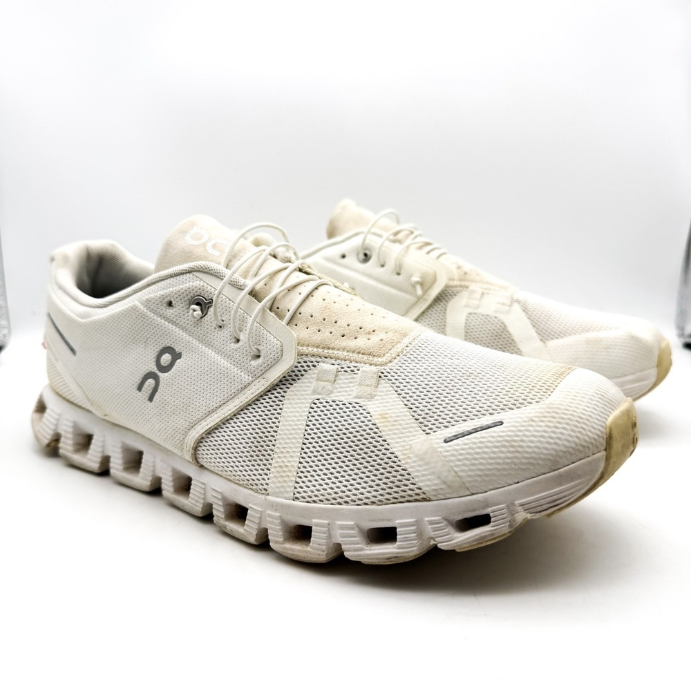 On Cloud 5 Mens Size 14 Undyed White Athletic Running Walking Shoes Sneakers
